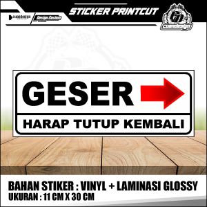 STIKER PINTU GESER + LAMINASI GLOSSY UKURAN 11X30CM