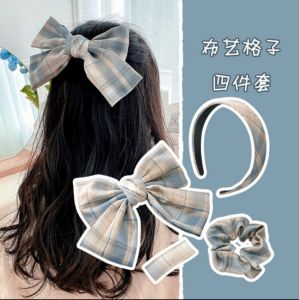 4Pcs New Cute Girls hairclips Childrens JK hairpin+Scrunchies+ Bowknot hairpin Hair Accessories