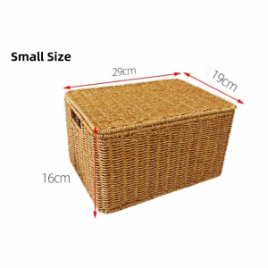 MYTHIS With Lid Woven Storage Basket Rectangular Stackable Weave Container Premium Large Capacity Laundry Baskets Household