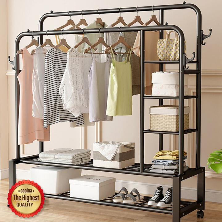 Bedroom Clothes Hanger Floor Drying Rack Balcony Drying Rack Portable ...