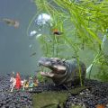 Fish Tank Bubbler Decorations Aquarium Ornament Kit with Air Stone Pump - Hippo Aquarium Decor (9.8ft Tube). 