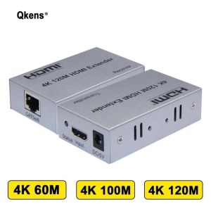 4K 60m 100M 120M Cat6 Cable HDMI Extender Audio Video Transmitter and Receiver Converter Fr PC To TV