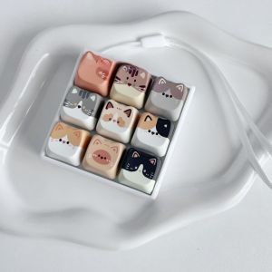 JING 2/3/4/6/9 Keys Anti-stress Toy Pendant Keyboard Mechanical Cat Fidget Keychain Relaxing Finger Button Stress Relief Clicker Children Adults