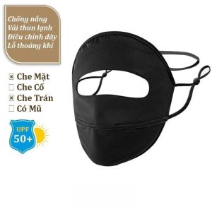 Khẩu Trang Chống Nắng UPF 50+ Che Trán – Vải Lụa Băng Mát Nhẹ Thoáng Khí Phù Hợp Đi Xe Máy Ngoài Trời