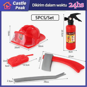 5Pcs/Set Pemadam Kebakaran Cosplay Anak Mainan Mobil Pemadam Kebakaran Topi Pemadam Kebakaran Anak Alat Pemadam Air Gun Nozzle Mainan