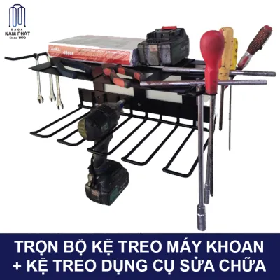 Kệ treo tường máy khoan sơn tĩnh điện pin kệ treo đồ nghề giá đỡ chịu lực cực đẹp bắt vít DIY khoang