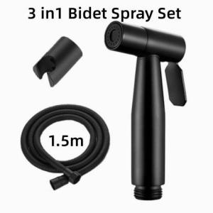 E.ACC - Toilet Spray Gun 304 Stainless Steel Flushing Washer Bathroom Pressurized Bidet Set ( BLACK/SILVER )