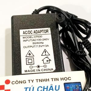 Adapter DC 7.5V - 3A / Đầu cắm 5.5mm x 2.1mm (Dạng dài dây hai đầu)