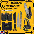 KEELAT 12/6 Inch Mini Chainsaw Cordless Electric Hand Saw Wood Cutter With Rechargeable Battery. 