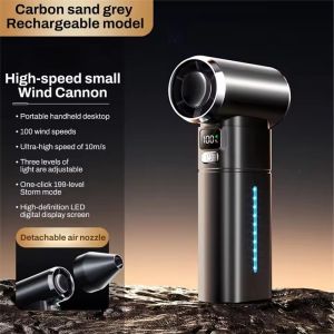 Taoxilife Portable Handheld Fan  100 Levels of Wind Speed LED Digital Display High-speed Turbo Fan 6000mAh USB Rechargeable mini High-speed Violent fan Strong Wind Dust Blower