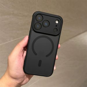 Anti-fall Black Matte Case for iPhone 17 16 15 14 Pro Max 17Air Cover for Magsafe Magnet Bumper Cover on Coque Shell