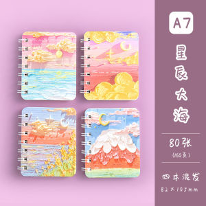 A5 oil painting coil notepad flip spiral notebook ins style Landscape Aesthetic  Student Office school supplies
