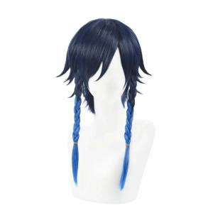 Genshin Impact Venti Cosplay Wig Gradient Dyed Reverse Braided Medium Length Anime