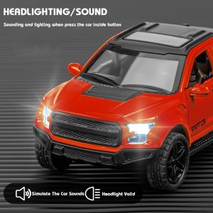 1:36 Alloy Model Toy Car Pickup Toy Car Miniature Diecast Metal Off Road Vehicle Model Pull Back Sound Light Collection Gift Boy