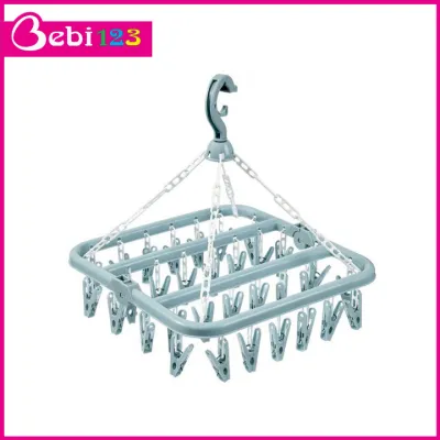 Giá Móc 32 Kẹp Treo Phơi Quần Áo Gấp Gọn Cho Bé Và Mẹ