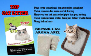 Pasir Kucing Gumpal Wangi merk TOP aroma apel - Repack 1 KG
