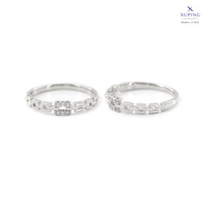 Xuping Cincin Emas Perak Wanita Motif Rante Mata Kotak