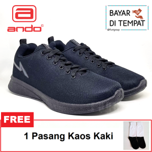 FIURI - ANDO - REVINA 37-40 FULL HITAM - Sepatu Kets Wanita-Sneakers Wanita-Sepatu Olahraga Wanita-Casual-Sepatu Jogging Lari Fitness Gym Senam Wanita-Sepatu Anak Perempuan Cewek-Sepatu Sekolah Berperekat SD SMP SMA