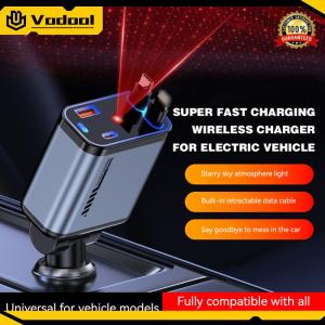 4-in-1 Retractable Car Charger with Starlight Car Charger Fast Charging Car Charger for Women Men Travel Essentials