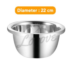 Baskom / Basin Stainless Steel 304 Serbaguna Tebal Anti karat - Diameter 22 cm
