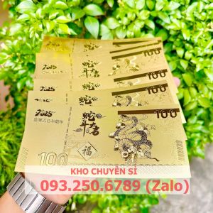 [SHIP HỎA TỐC] (100 tờ) Tiền Con Rắn Macao 100 Vàng Plastic 2025 tặng bao lì xì