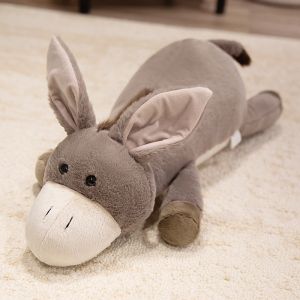 JOJO CASTLE  50/65/90/110 cm Cute Dreamy Big Ears Donkey Plush Doll Comfy Warm Lie Prone Donkey Throw Pillow Back Pillow Kawaii Home Decor