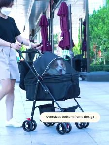 Pet  Cart Detachable Carrying Trolley Dog Cat Lightweight Foldable Outdoor Pet Stroller Small Dog