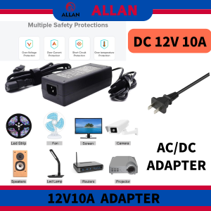 ALLAN 12V10A Universal Adapter DC 12V 10A Power Supply for CCTV Camera Speaker LED Strip Laptop