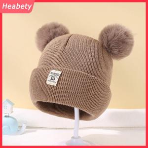 Heabety  Dễ Thương Mùa Đông Hat Rắn Màu Len Dệt Kim Nắp ca-pô Bebe Sơ Sinh Bé Hat Pompom Cho Trẻ Em Chàng Trai Cô Gái Trẻ Em Mũ Ấm