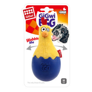 [GiGwi] Egg - The Interactive Pet Toy Which Wobbles And Squeaks | Always Standing No Matter How Hard Your Dog Kicks It | Suitable For Fetch & Chewing