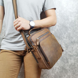 Túi đeo chéo nam da bò thật TD116LD (Nâu sáp) - 100% da bò thật BH 3 năm