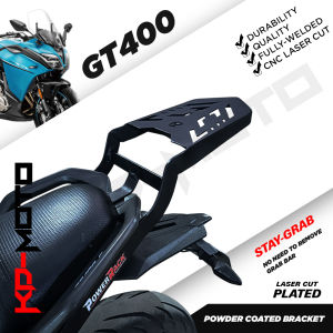 CFMOTO GT400 LASER CUT ACTUAL PHOTO POWERRACK TOPBOX BRACKET BLACK POWDER COATED HEAVY DUTY LIFETIME WARRANTY GT400