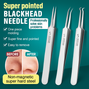 3PCS Stainless Steel Acne Tweezers Pore ​​cleansing High-precision Cell Clamps Beauty Tools