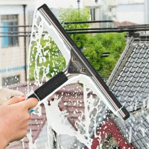 Window Glass Cleaning Squeegee Blade Wiper Cleaner for Glass Silver for Home Shower Bathroom