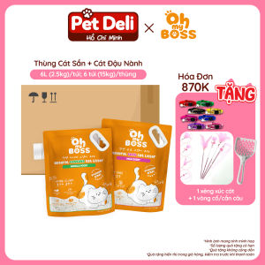 [ĐƠN 870K TẶNG 1 XẺNG + VÒNG CỔ - THÙNG x 6 TÚI] OHMYBOSS CÁT SẮN Tự Nhiên Cát Mèo 😼 Túi 2.5kg Dễ Theo Dõi Sức Khoẻ