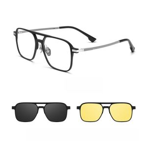 MAOLAZI Luxury Fashion Polarized Double Beam Eyewear Retro Magnetic Suction Eyeglasses Prescription Glasses Frame Men Women Y9018