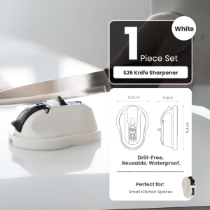 FECA S26 Kitchen Suction Knife Sharpener | Tungsten Carbide Blades | Compact & Safe | Perfect for Home & Outdoor