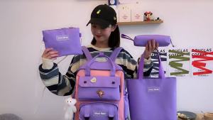 AE Korean Style ins Fashionable four-piece school bag set for middle and high school students elementary school bag school backpack for middle and high school students