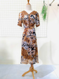Đầm Họa Tiết Trung Niên Cao Cấp Vải Voan Chiffon Dáng Dài Sang Trọng Quý Phái Cực Xinh Bigsize U40 u50 u60 Lt639