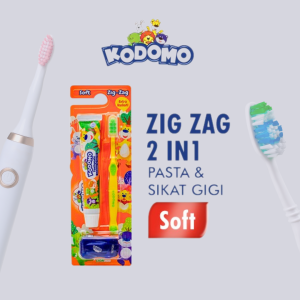 (K2) Kodomo 2 in 1 Pasta dan Sikat Gigi + Mainan Soft Zig Zag
