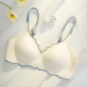 Womens Contrast Color Jelly Seamless Push-Up Sports Bra Wireless Comfortable Breathable Underwear for Small Breasts