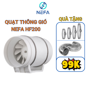 Quạt Thông Gió Hút Mùi NEFA HF200 -130W Đường Ống Tròn Động Lực Mạnh Hút Mùi Thông Gió Lõi Đồng