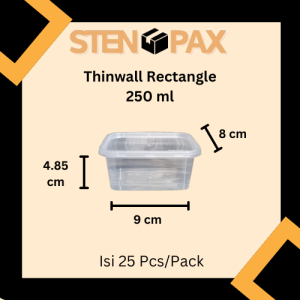 (ISI 25 PCS) Thinwall Persegi Panjang Plastik 250ML 500ML 650ML 750ML 1000ML