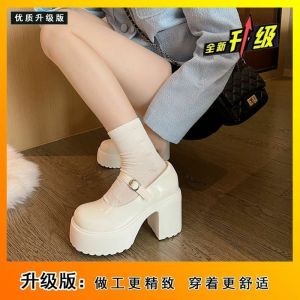 Free Shipping Black Single Shoes High Heels WomenS Autumn New Style Suitable For Pairing With Skirts Uniforms And Creating A Preppy Collegiate Look With A Platform Sole