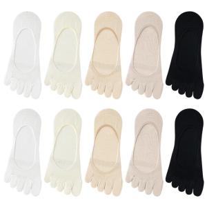 Womens Split Toe No Show Socks Silicone Antislip Grip Breathable Cotton Five Finger Invisible Low Cut Socks