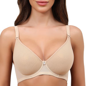 Sheroine Plus Size Womens Bra Full Coverage Ultra-thin Mesh Supportive Plunge T-Shirt Push Up Lift Everyday Lightly Lined Bras2026