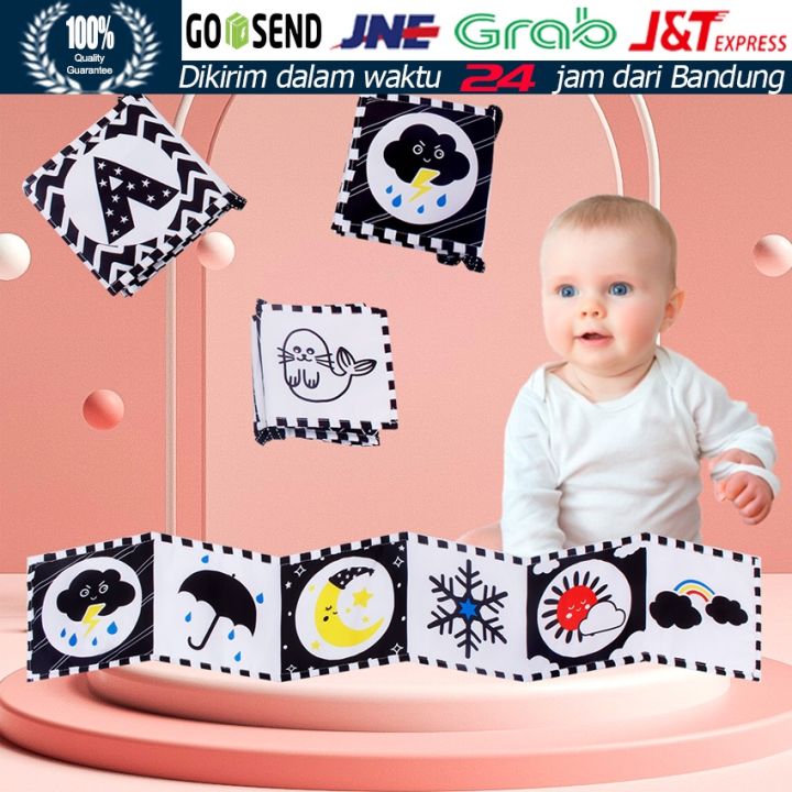 Contrast Book Soft Book Mini Kontras Hitam Putih Bayi Newborn Mainan Edukasi Sensori Buku Kain Boks Bayi Book