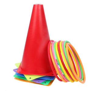 Throwing Plastic Circles Cone Obstacle Bucket Party Backyard Childrens Ring Throwing Game Outdoor Parent Child Interactive Toy