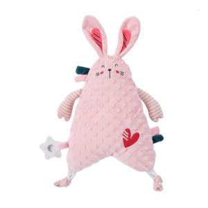 Baby Sleep Toy Cartoon Animal Soothing Doll with Rattle Baby Bite Resistant Plush Hand Doll Comfort Towel Placate Doll