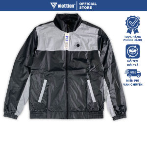 VIỆT TIẾN - Áo Khoác Gió Chống Nắng Thể Thao Màu Đen - Xám Trượt Nước Siêu Nhẹ Viettien Smart Casual
